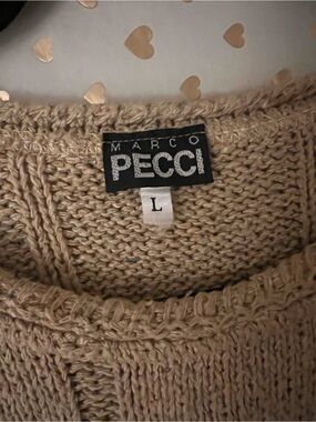Vintage Marco Pecci Women's Beige Crewneck Knit Sweater, L